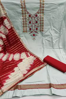 Blue embroidered cotton salwar