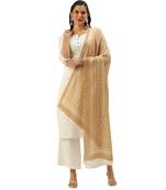 Women's Mustard Batik Print Linen Print Work Trendy Dupatta