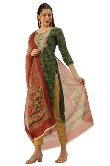 Women's Maroon Printed Chanderi Print & Zari Work Trendy Dupatta
