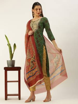 Women's Maroon Printed Chanderi Print & Zari Work Trendy Dupatta 2
