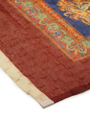 Women's Maroon Printed Chanderi Print & Zari Work Trendy Dupatta 4