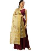 Women's Mehendi Printed Chanderi Gold Printed Work Trendy Dupatta