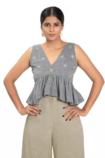 Sky Blue Cotton Top
