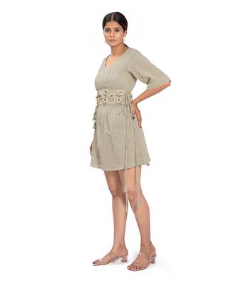 Olive Green Cotton Dress 2