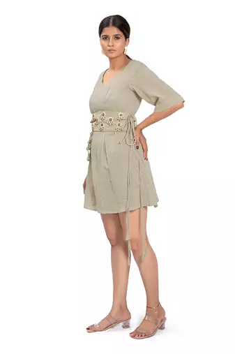 Olive Green Cotton Dress