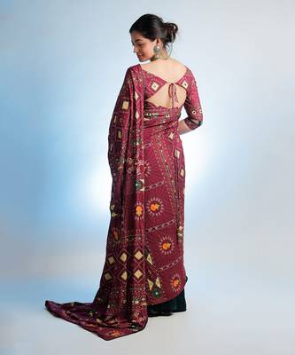 Red Raas Mandal Saree 4