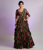 Maroon Kastoori Lehenga With Detachable Drape