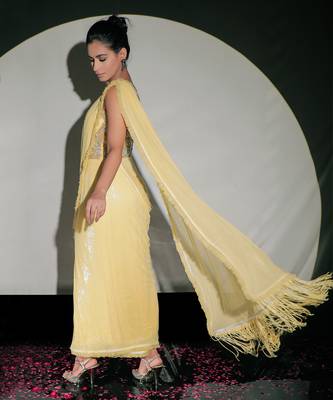 Yellow Saree Gown 5
