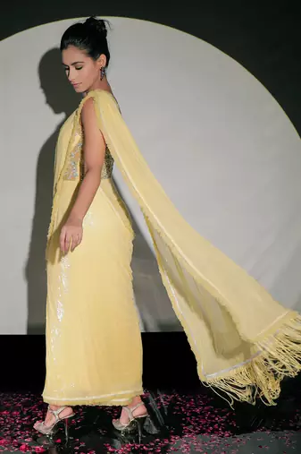 Yellow Saree Gown