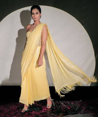 Yellow Saree Gown 8