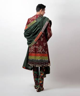 Maroon Pavitra Sherwani Set 2