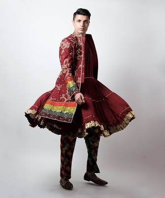 Maroon Pavitra Sherwani Set 3