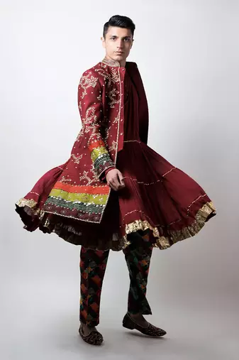 Maroon Pavitra Sherwani Set