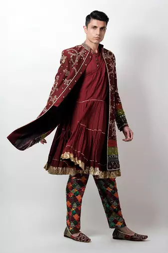 Maroon Pavitra Sherwani Set
