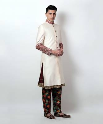 White Keyur Sherwani 1