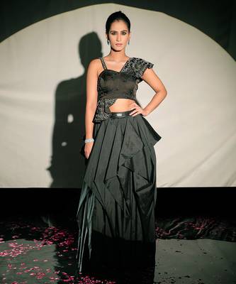 Black Rayon Designer Skirt  1
