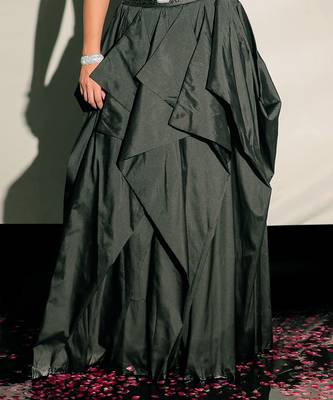 Black Rayon Designer Skirt  3
