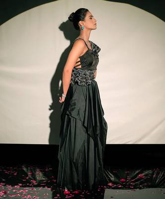 Black Rayon Designer Skirt  4