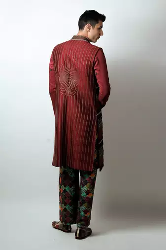 Brij Maroon Nehru Set