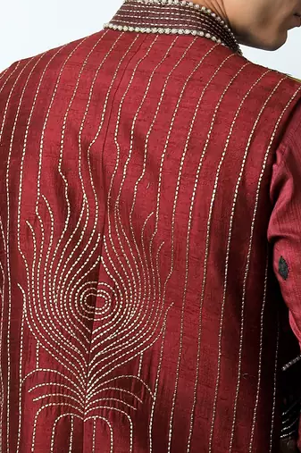 Brij Maroon Nehru Set