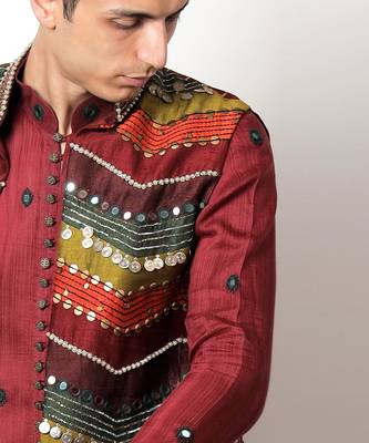 Brij Maroon Nehru Set 4