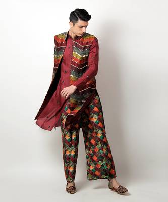 Brij Maroon Nehru Set 5