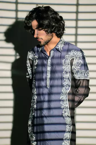 Pathani Blue Kurta Set