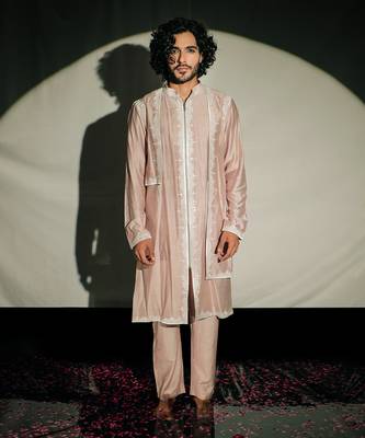 Beige Embroidered Layred Kurta Set 1