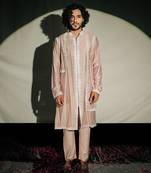 Beige Embroidered Layred Kurta Set