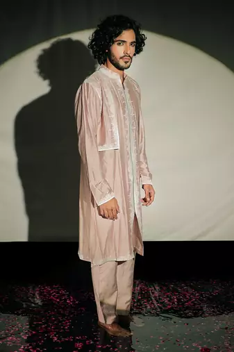 Beige Embroidered Layred Kurta Set