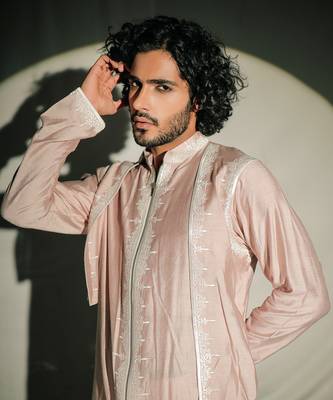 Beige Embroidered Layred Kurta Set 3
