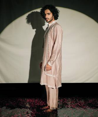 Beige Embroidered Layred Kurta Set 4