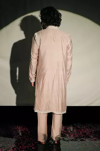 Beige Embroidered Layred Kurta Set