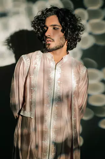 Beige Embroidered Layred Kurta Set