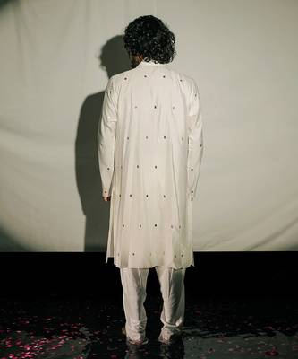 White Chandheri Layered Embroidered Kurta Set 4