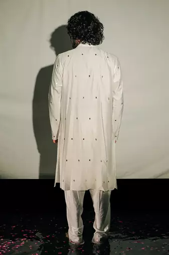 White Chandheri Layered Embroidered Kurta Set