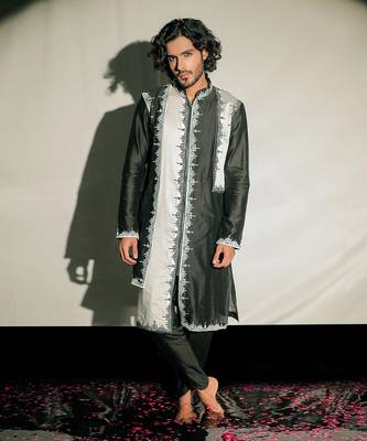 Black Embroidered Layred Kurta Set 1