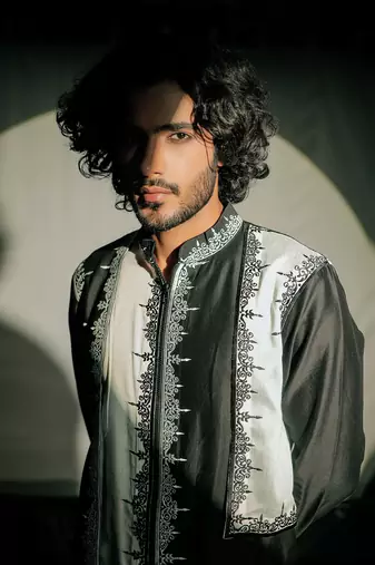 Black Embroidered Layred Kurta Set