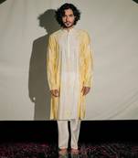 Yellow Resham Embroidery Silk Kurta Set