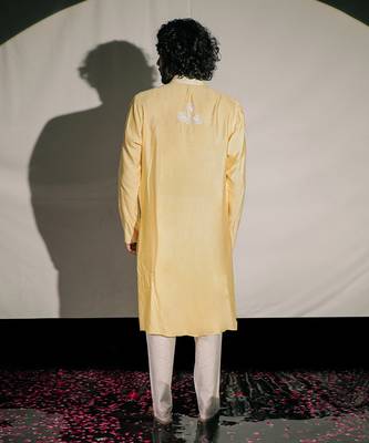 Yellow Resham Embroidery Silk Kurta Set 2