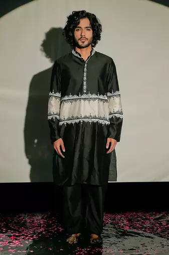 Black Resham Embroidery Kurta Set