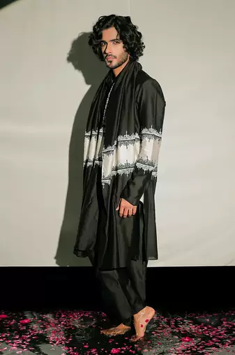 Black Resham Embroidery Kurta Set