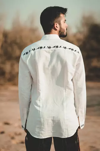 Shadow White Bird Shirt