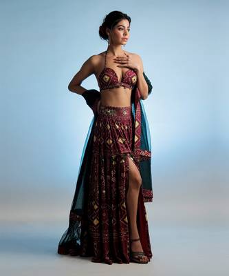 Red Raas Mandal Skirt Set 1