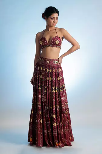 Red Raas Mandal Skirt Set