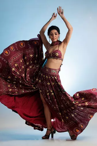 Red Raas Mandal Skirt Set