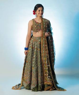 Green Samyuta Lehenga Set 1