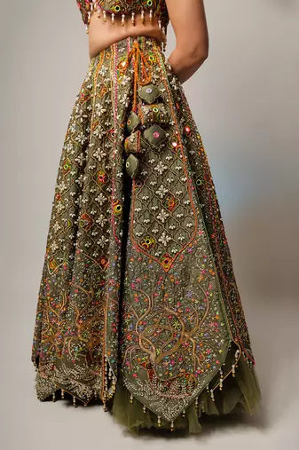 Green Samyuta Lehenga Set