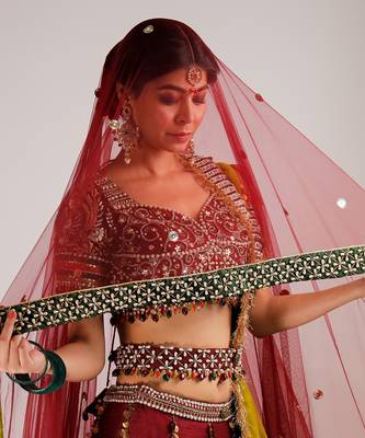 Red Pavitra Bridal Lehenga Set 4