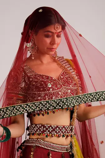 Red Pavitra Bridal Lehenga Set